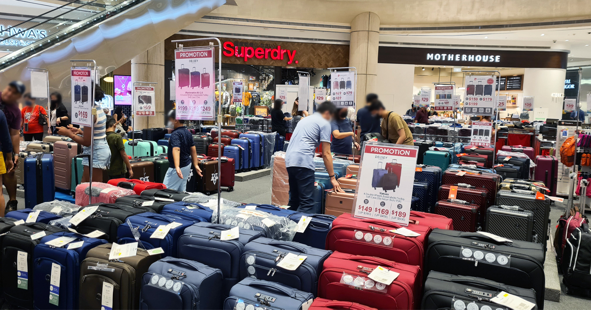 Luggage Sale in Suntec City Atrium till Mar 19 has Delsey, Pierre