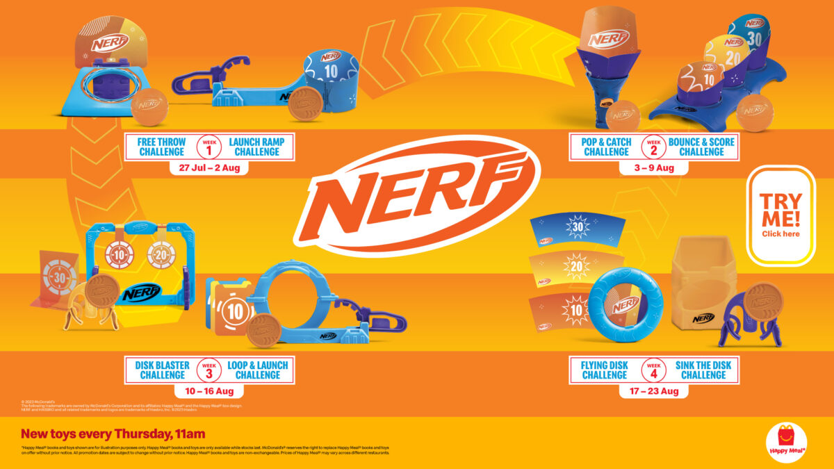 McDonald's launches NERF Happy Meal Toys till Aug 23, has 8 challenging