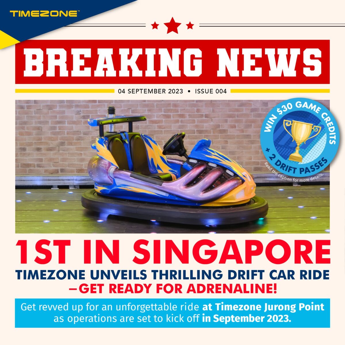 Timezone Jurong Point launches S'pore's 1st Indoor Drift Bumper Cars