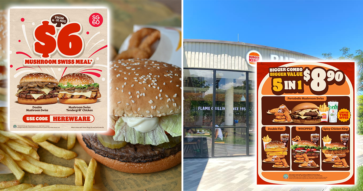 Burger King S’pore Brings Back 5-in-1 Combo Meals and $6 Mushroom Swiss Meals in SG60 Celebrations
