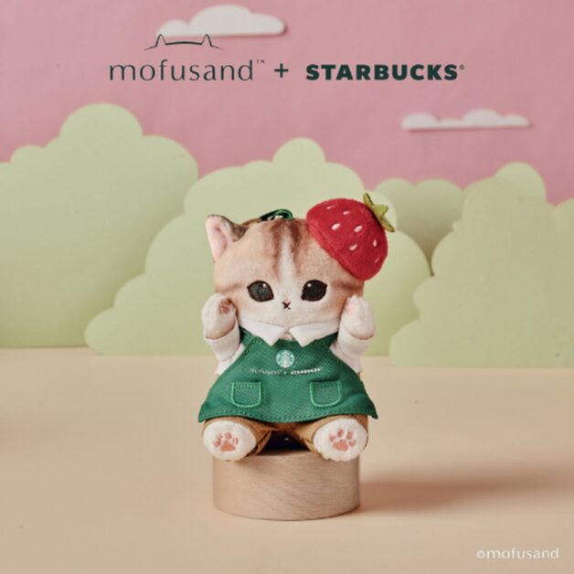 ラスト１点【mofusand starbucks】キーチェーン　苺　シンガポール Mofusand x Starbucks Strawberry Collection Launching in S