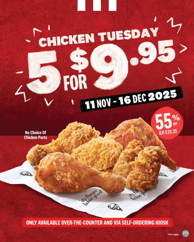 KFC Singapore Brings Back “Chicken Tuesday” with 5 Pieces for S